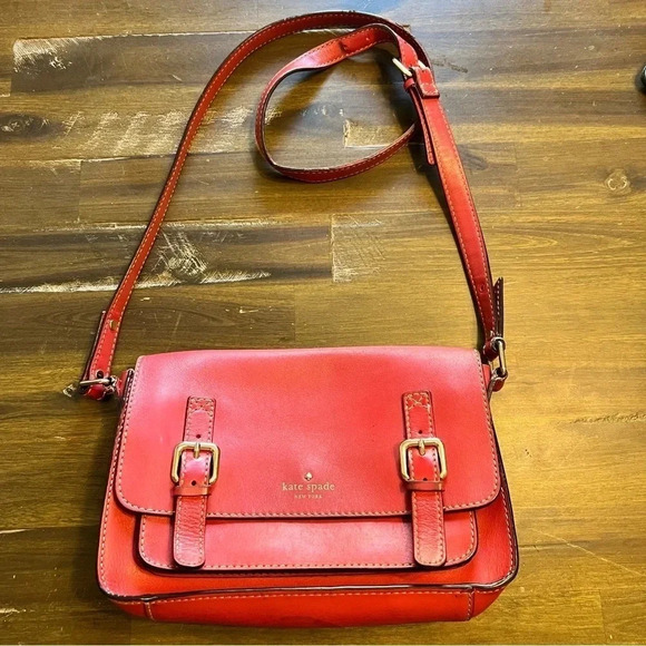Kate Spade Crossbody Bag Red Boxy Flip Over School Academia